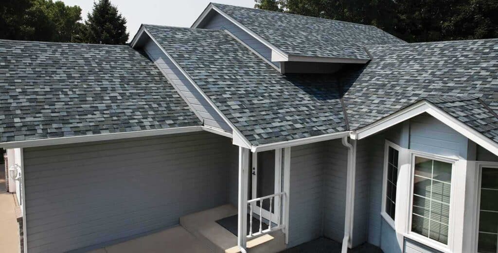 Home with blue-gray shingles