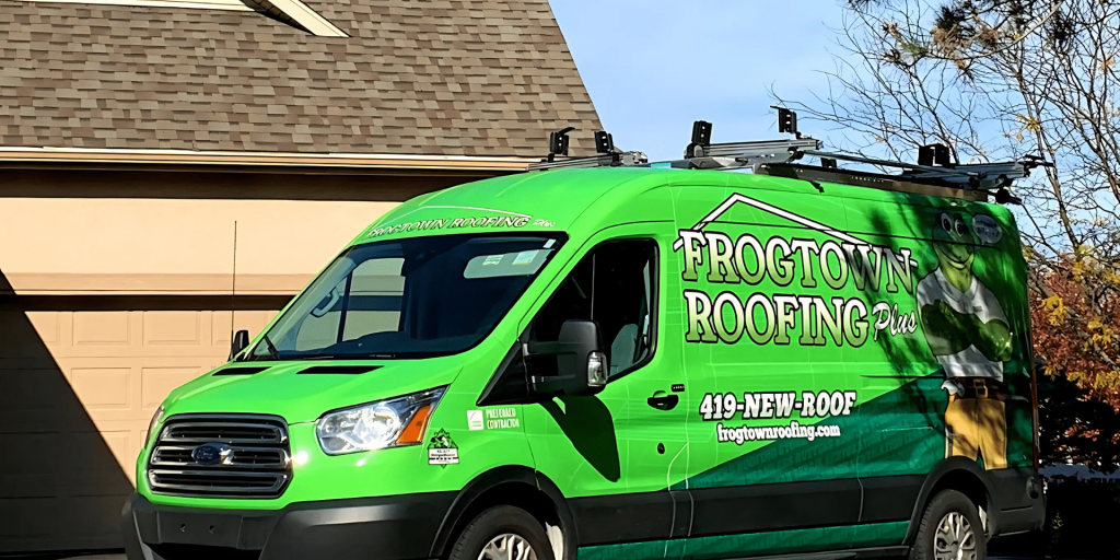 Frogtown Roofing Proud BBB Torch Award Winner & Local Leader in Roofing Excellence Service Repair Truck Roofus